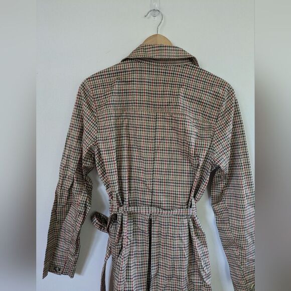Cabi 3734 Sherlock Trench Coat Jacket Tan Multi Houndstooth Check Belt M Medium - Picture 12 of 12